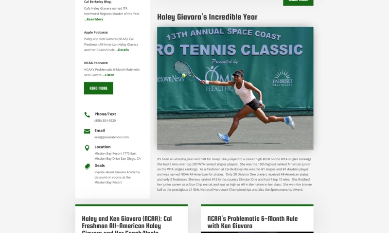 WebXd - Giavara Tennis Academy Website Redesign