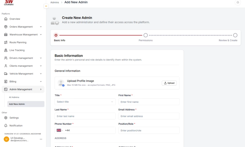 AI Dev Planner - SW Couriers Courier & Logistics Management Platform