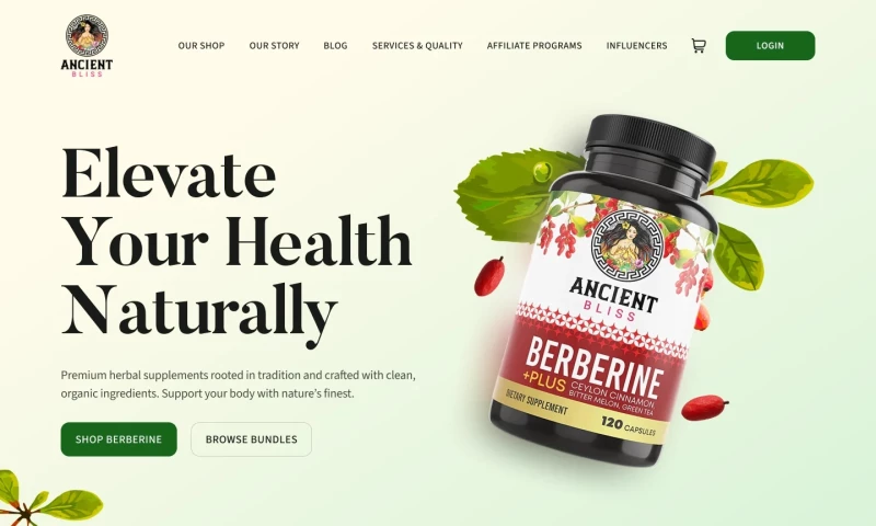 Ashbi Design - Ancient Bliss Shopify Website Design