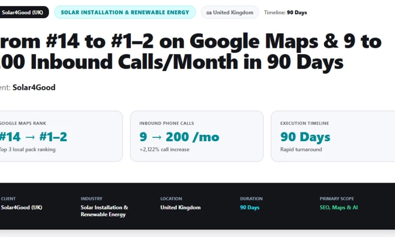 Digital4Local - AI SEO & Google Maps Growth for a UK Solar Installer