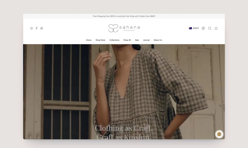 Tripster Developers - Sahana: handwoven womenswear store built from scratch on Shopify