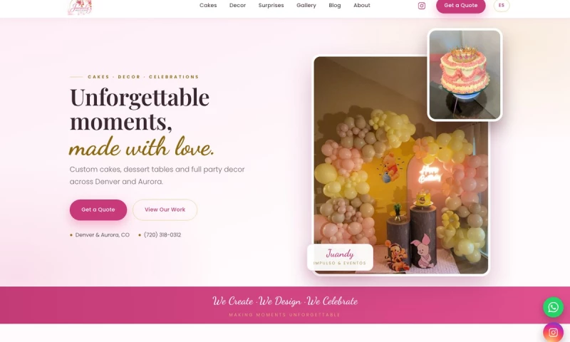 Twin Summit AI - A bilingual website for a Denver cake and party decor business
