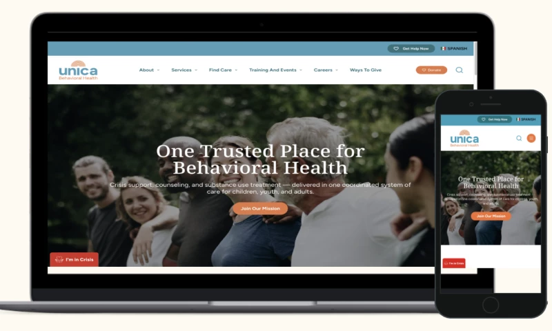 Cornershop Creative, LLC - From All Faiths to Unica: A Full Rebrand and Website Launch for Unica Behavioral Health