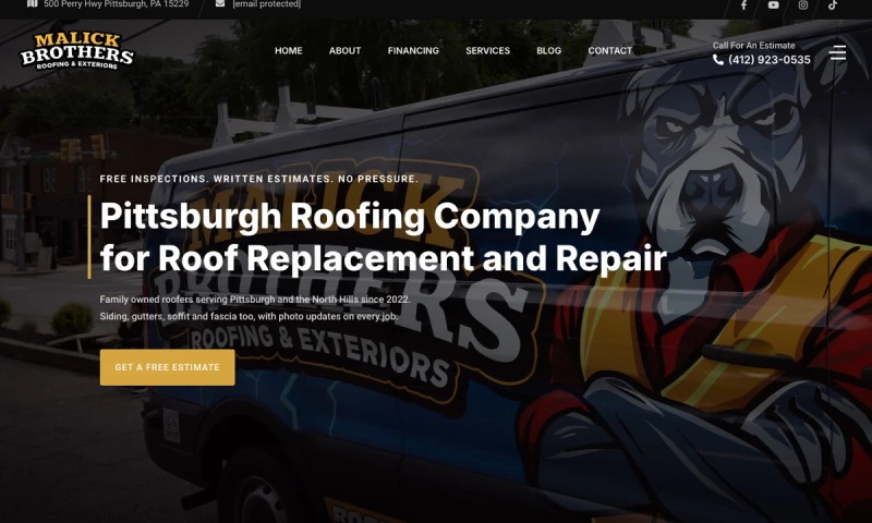 Pittsburgh Digital Marketing Agency - Roofing website, SEO and Google Ads for Malick Brothers Exteriors