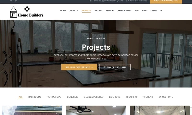 Pittsburgh Digital Marketing Agency - Remodeling website, SEO and Google Ads for JL Home Builders