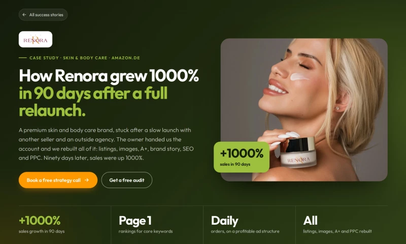 Amazon Experts - Renora: +1000% sales in 90 days after a full relaunch on Amazon.de