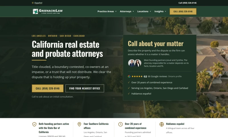 Conner Crowe - Greenacre Law: Bilingual Website and SEO