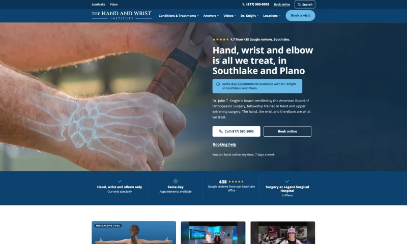 Conner Crowe - Hand & Wrist Institute: Website and Ads Migration