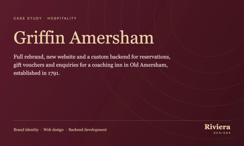 Riviera Designs Ltd - Griffin Amersham: Rebrand, Website & Booking Backend