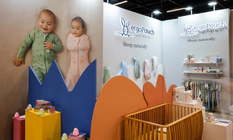 Purple Exhibits - ergoPouch Custom Booth, ABC Kids Expo 2025 Las Vegas
