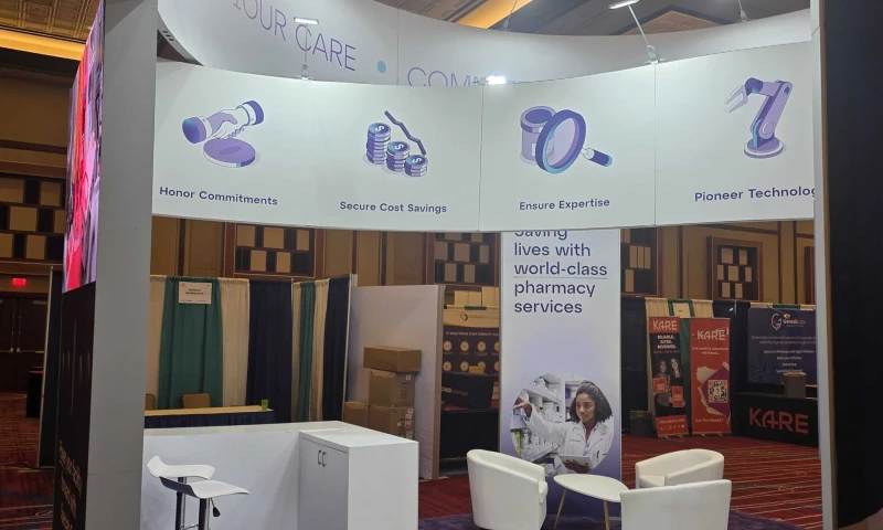Purple Exhibits - SpecialtyRx Custom Exhibit with Circular Header