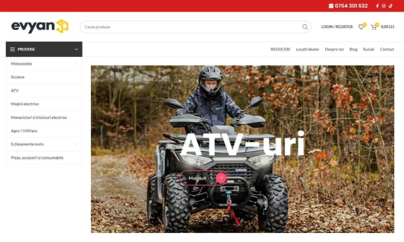 Alex Design - Evyan.ro — WooCommerce store for motorcycles, scooters and ATVs