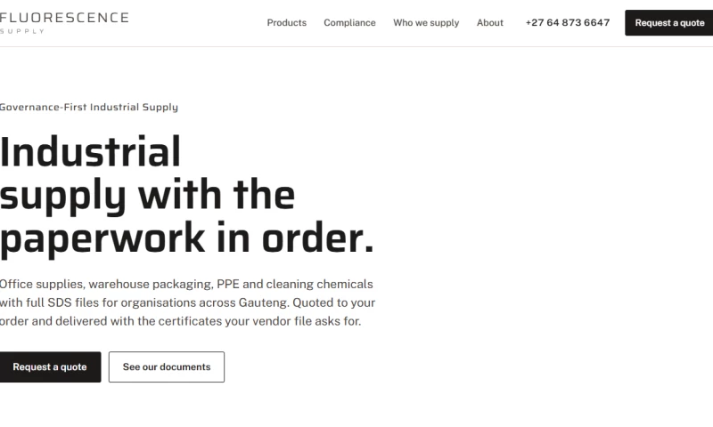 Nova SIte - Fluorescence Supply Governance-First B2B Supplier Website