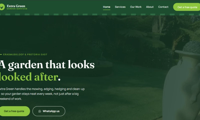 Nova SIte - Extra Green Garden Services Website
