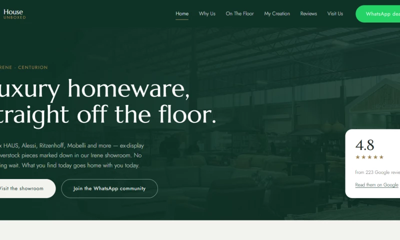 Nova SIte - House Unboxed Luxury Homeware Clearance Showroom Website