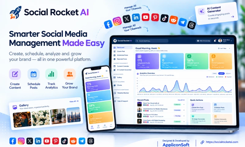 AppliconSoft LLC - Social Rocket AI | AI-Powered Social Media Management Platform