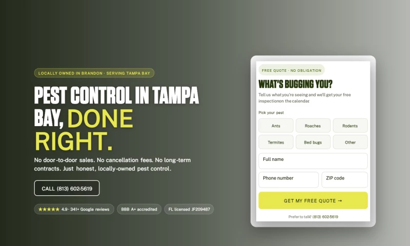 Forty-Second Street - EcoSmart Pest Solutions — Webflow Website for a Tampa Bay Pest Control Company