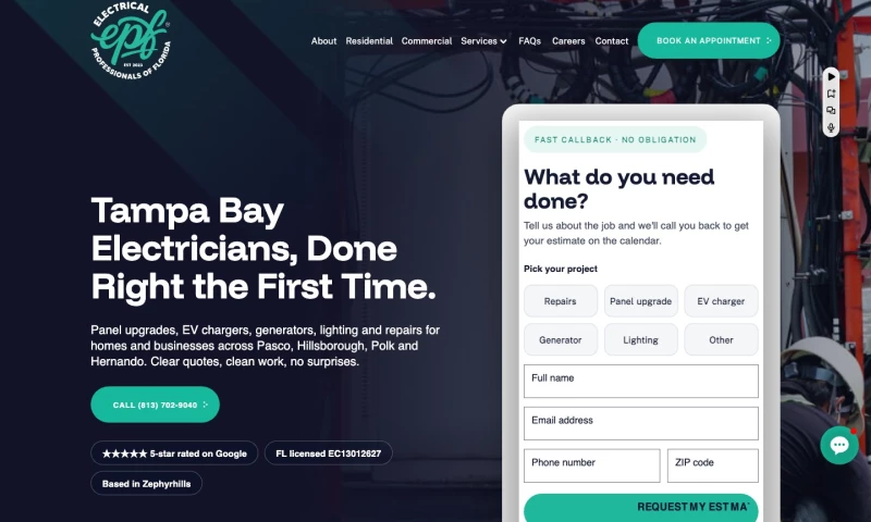 Forty-Second Street - Electrical Professionals of Florida — Webflow Website for a Tampa Bay Electrician