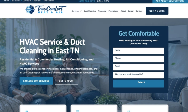 Forty-Second Street - True Comfort Heat & Air — Webflow Website for a Veteran-Owned East Tennessee HVAC Company