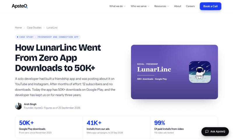 ApsteQ - LunarLinc: zero to 50K+ Google Play downloads