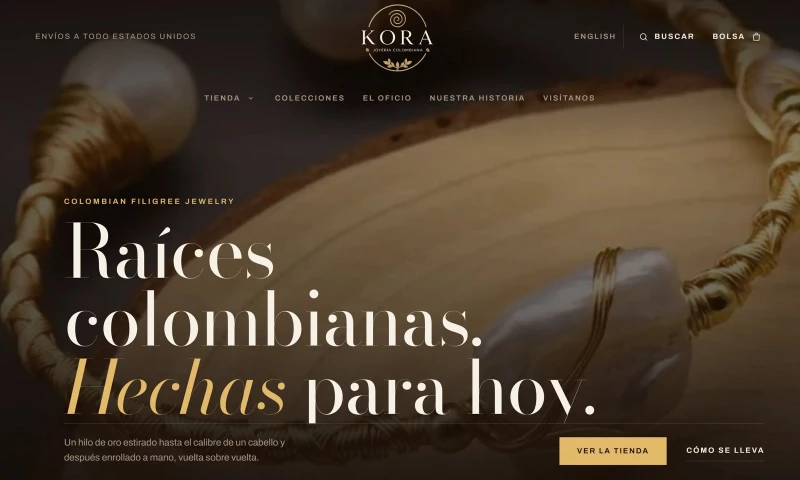 P2L Digital Studio - KORA Joyería: Bilingual Website for Colombian Filigree Jewelry
