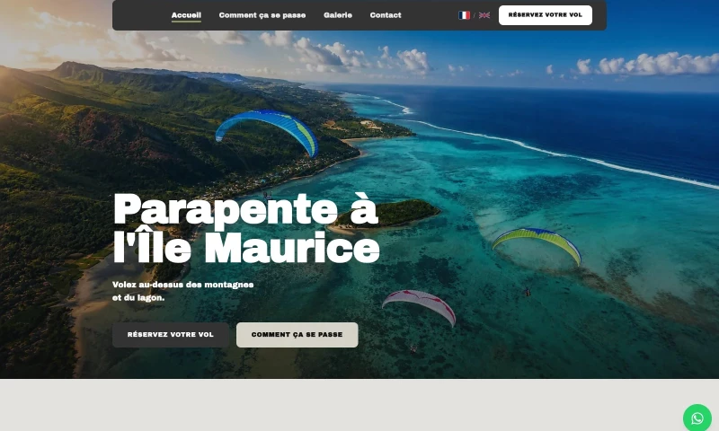 Quartz - Paragliding Le Morne: booking website
