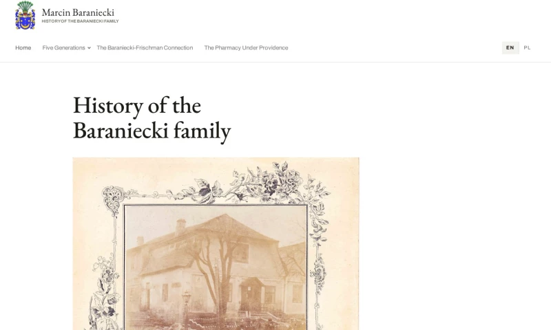 Oakville Web Designs - Baraniecki Family History - Homepage and navigation rebuild