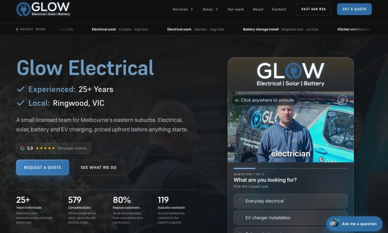 Scalus - Glow Electrical: website, local SEO and AI Search