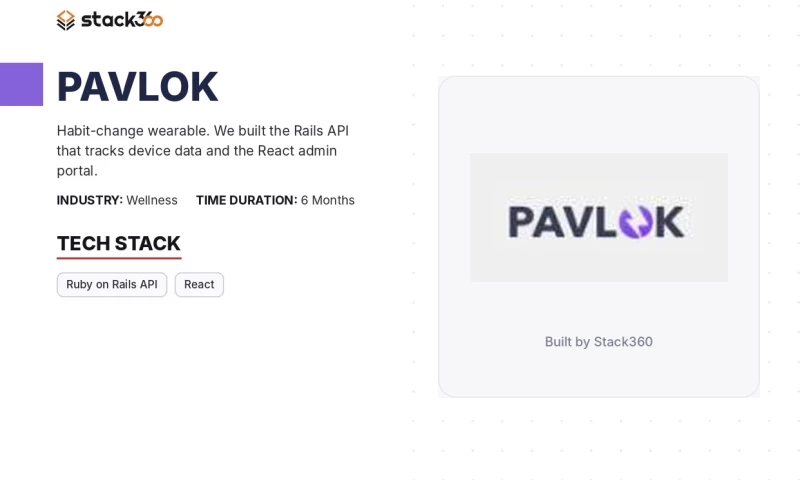 Stack360 - Pavlok: Wearable Data API and Admin Portal