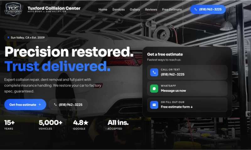 Embra Technologies - Website Design & Development for Tuxford Collision Center