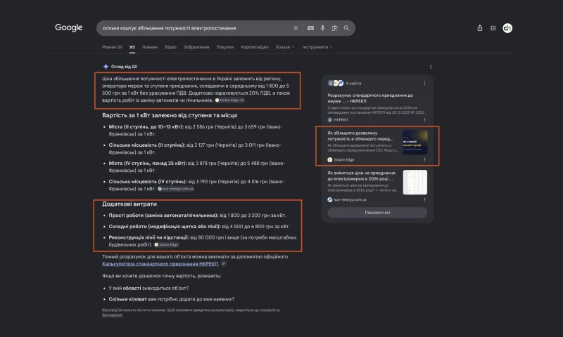 Chyzh Agency - Solare Edge: indexed in April, cited in Google AI Overview by July