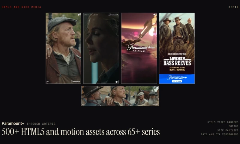 Dept5 - Paramount+ HTML5 and motion assets across 65+ series through Arterie