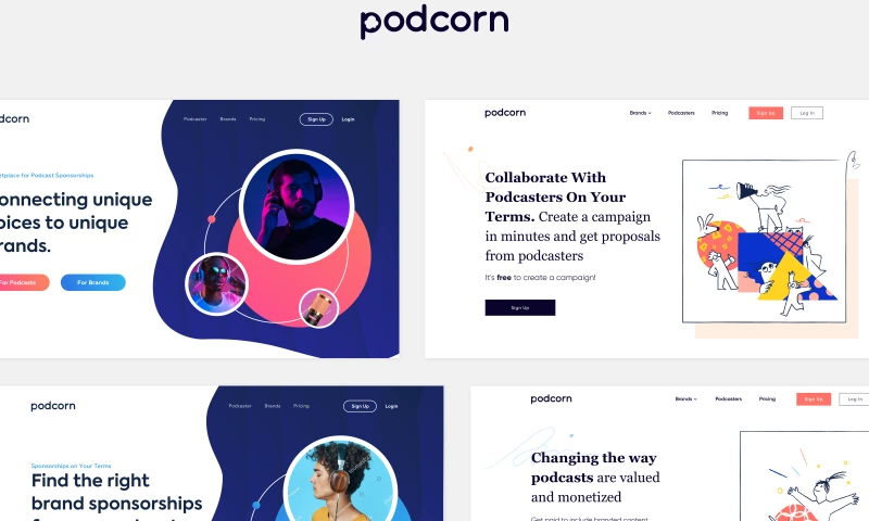 Podcorn - Web design for podcast startup