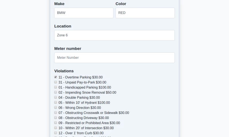 Evolution Labs - Wareham Parking Enforcement Application