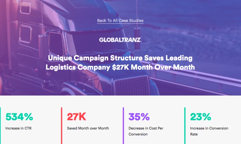 AdVenture Media Group - Unique Campaign Structure Saves Leading Logistics Company $27K Month Over Month