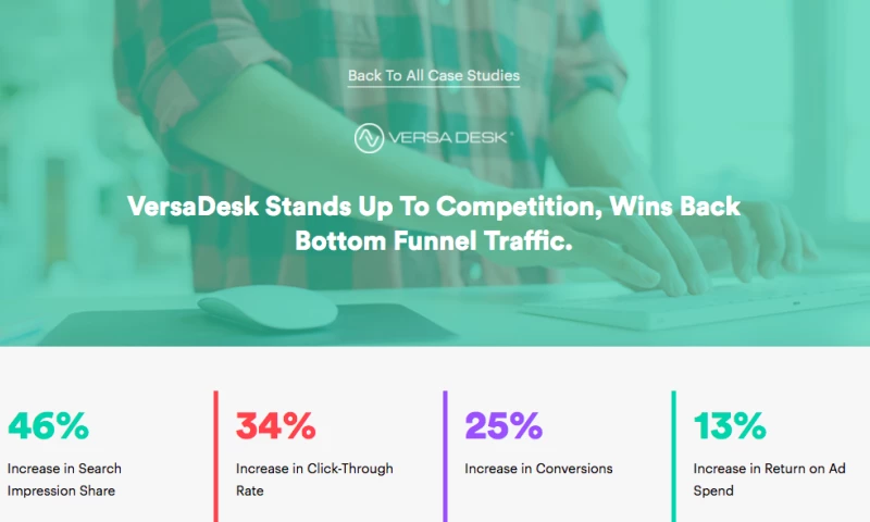 AdVenture Media Group - VersaDesk Stands Up To Competition, Wins Back Bottom Funnel Traffic.