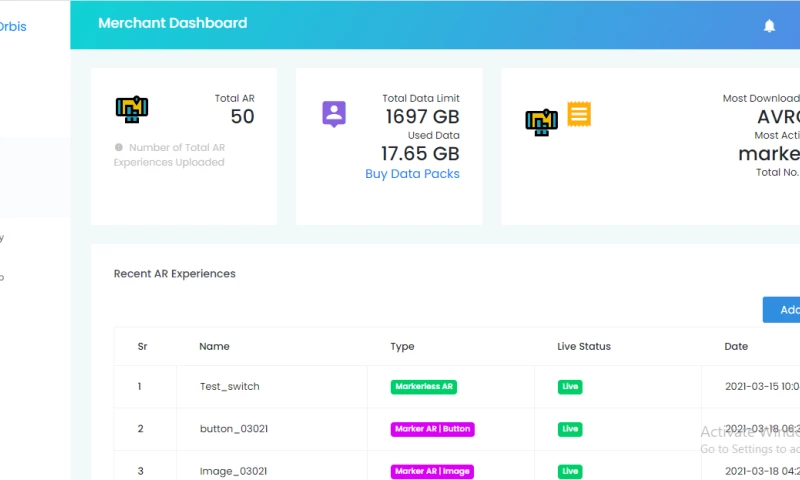 LiveOrbis Augmented Reality platform creation process