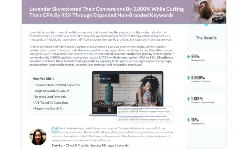 KlientBoost - Lavender - Case Study