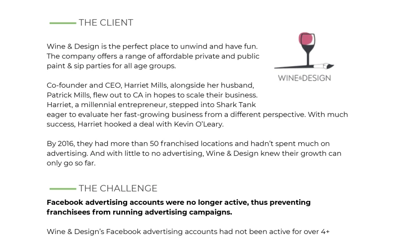 How the Wine & Design Franchise Set Up Facebook Advertising for Long-Term Success with the Help of BOS Digital
