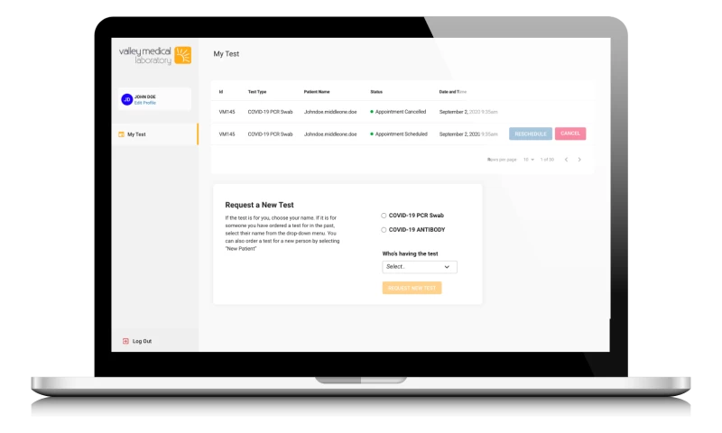 Lab Results Portal for Valley Medical
