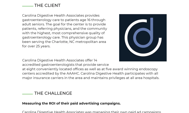 How Carolina Digestive Health Associates Used Social Advertising to Generate 200 New Patients Calls