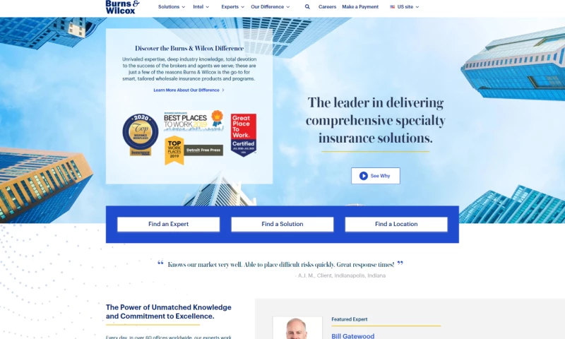 Site redesign for global specialty insurance company