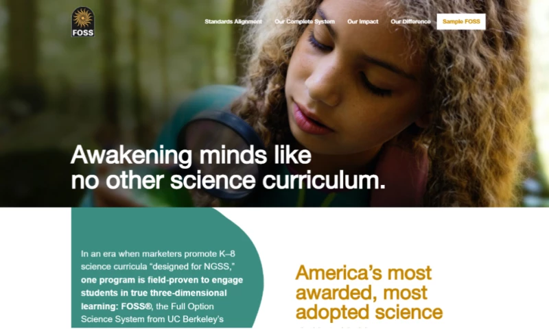 Site redesign for a core Science curriculum product