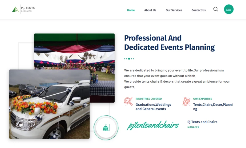 NdovuCloud - PJ Tents & Chairs Event Company Website