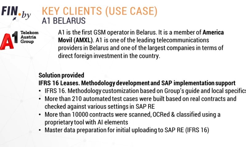 FIN.by - IFRS 16 Leases. Methodology development and SAP implementation support
