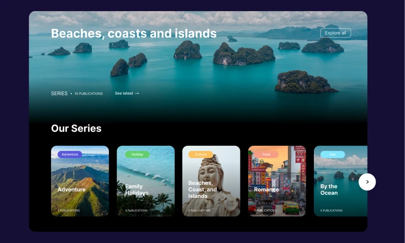Webdesign for travel brand