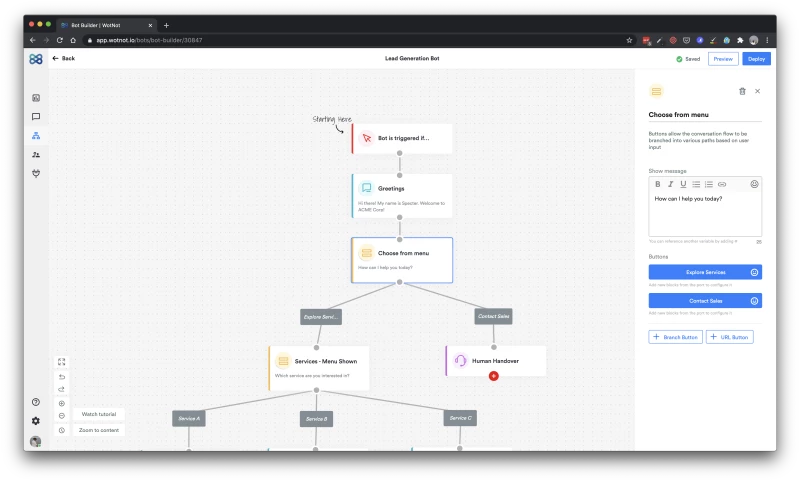 WotNot - Chatbot and Live Chat Platform
