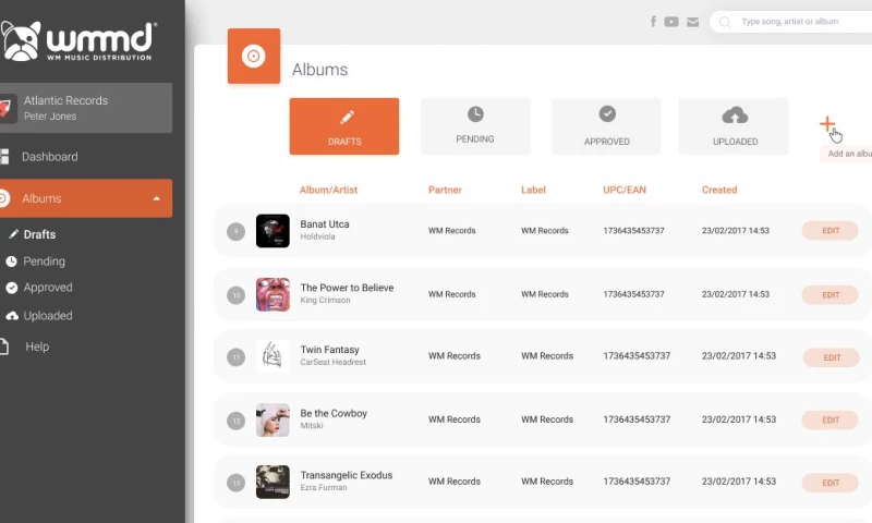 Creative Tim - WM Music Distribution - Frontend Remix