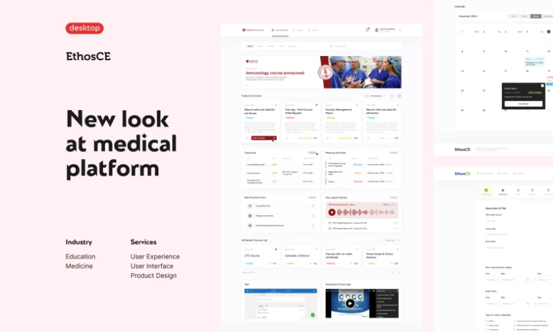 Glow Design Agency - EthosCE Medical Educational Platform - Dashboard