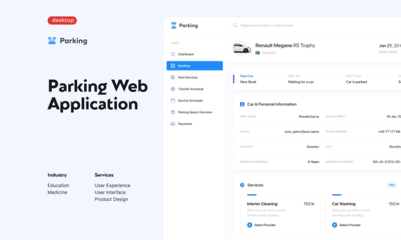Glow Design Agency - Parking Web Application for Stockholm Airport